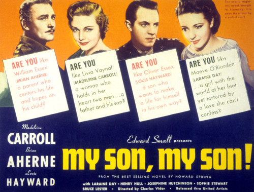My Son My Son Brian Aherne Madeleine Carroll Louis Hayward Laraine Day 1940 Movie Poster Masterprint - Item # VAREVCMSDMYSOEC013H