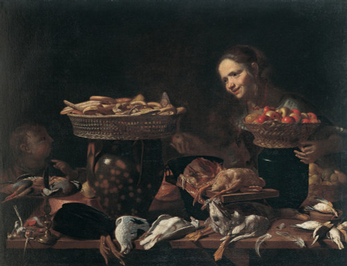 Artista Figurinista  Baschenis Evaristo Kitchen 17Th Century Oil On Canvas Italy Lombardy Milan Brera Art Gallery Everett CollectionMondadori Portfolio Poster Print - Item # VAREVCMOND035VJ428H