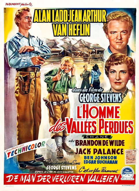 Shane L-R: Alan Ladd Brandon Dewilde Right From Top: Van Heflin Jean Arthur On Belgian Poster Art 1953. Movie Poster Masterprint - Item # VAREVCMCDSHANEC044H
