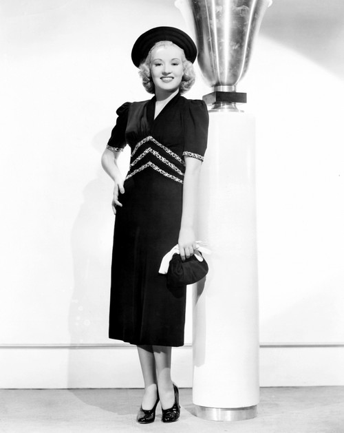 Betty Grable Modeling A Black Crepe Spring Frock Trimmed With White Embroidery 1938 Photo Print - Item # VAREVCPBDBEGREC144H