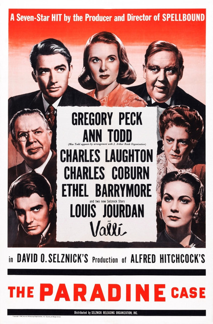 The Paradine Case Us Poster Art Gregory Peck Ann Todd Charles Laughton; Charles Coburn Ethel Barrymore; Louis Jourdan Alida Valli 1947 Movie Poster Masterprint - Item # VAREVCM2DPACAEC001H