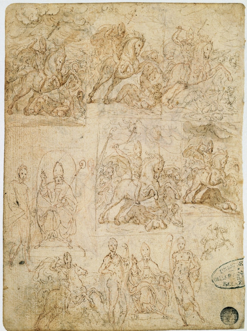 Study For St Ambrose On Horseback Chasing The Arians St Ambrose Between Two Saints Poster Print - Item # VAREVCMOND029VJ282H