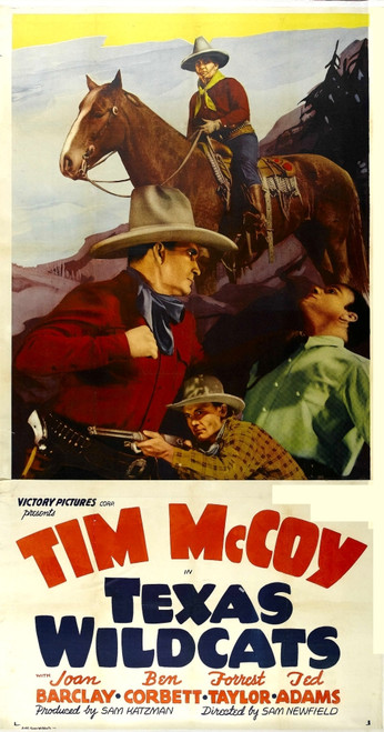 Texas Wildcats Background Center And Foreground Left: Tim Mccoy 1939 Movie Poster Masterprint - Item # VAREVCMCDTEWIEC010H