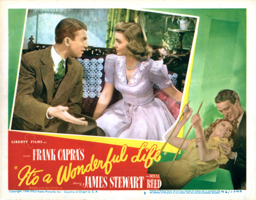 It'S A Wonderful Life Us Lobbycard From Left: James Stewart Donna Reed 1946 Movie Poster Masterprint - Item # VAREVCMSDITAWEC001H