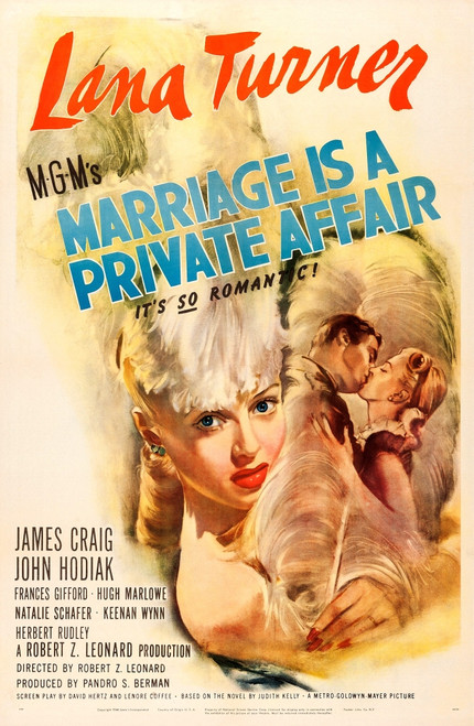 Marriage Is A Private Affair Lana Turner 1944 Movie Poster Masterprint - Item # VAREVCMMDMAISEC001H