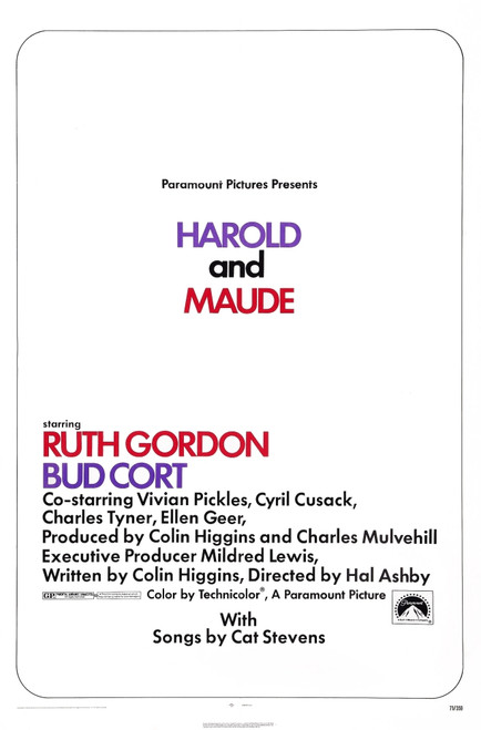 Harold And Maude Us Poster Art 1971 Movie Poster Masterprint - Item # VAREVCMCDHAANEC164H