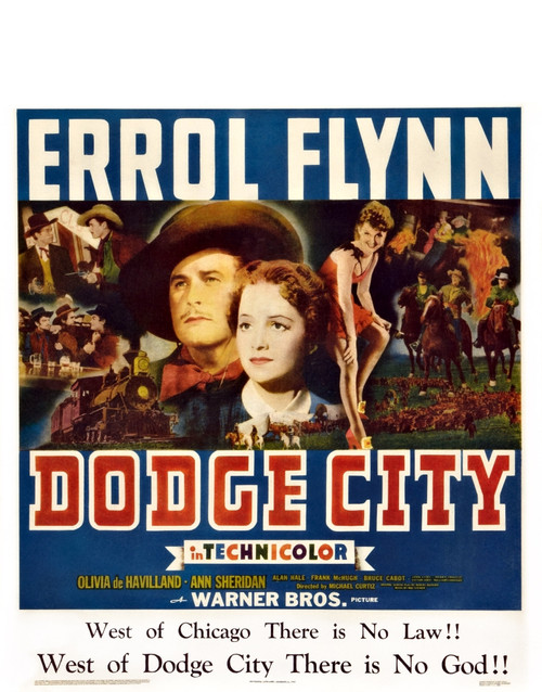 Dodge City Center From Left: Errol Flynn Olivia De Havilland 1939 Movie Poster Masterprint - Item # VAREVCMMDDOCIEC003H