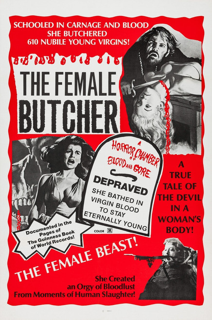 The Female Butcher Us Poster Art 1973. Movie Poster Masterprint - Item # VAREVCMSDFEBUEC016H