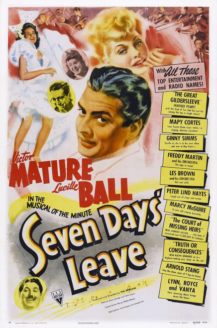 Seven Days' Leave Us Poster Art Victor Mature Lucille Ball 1942 Movie Poster Masterprint - Item # VAREVCMSDSEDAEC002H