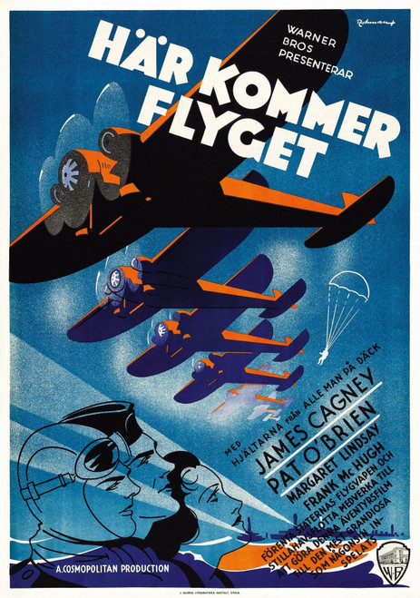 Devil Dogs Of The Air Bottom L-R: James Cagney Pat O'Brien Margaret Lindsay On Swedish Poster Art 1935. Movie Poster Masterprint - Item # VAREVCMCDDEDOEC031H