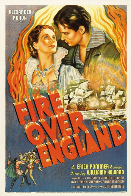Fire Over England Flora Robson Laurence Olivier 1937 Poster Art Movie Poster Masterprint - Item # VAREVCMMDFIOVEC001H