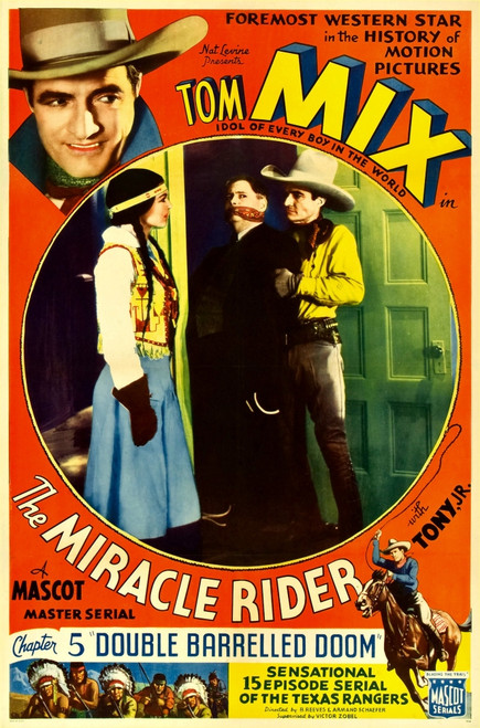 The Miracle Rider Top Right And Center Right: Tom Mix In 'Chapter 5: Double Barrelled Doom' 1935. Movie Poster Masterprint - Item # VAREVCMMDMIRIEC003H