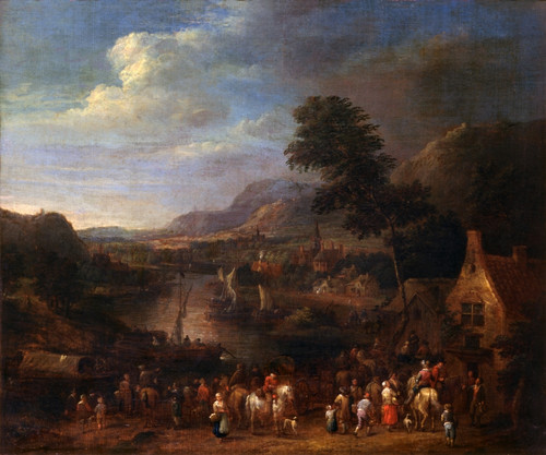 Landscape With Figures And A Village Close To A River Poster Print - Item # VAREVCMOND075VJ912H