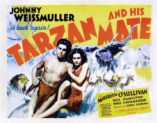 Tarzan And His Mate Us Poster From Left: Johnny Weissmuller Maureen O'Sullivan 1934. Movie Poster Masterprint - Item # VAREVCMMDTAANEC012H Tarzan And His Mate Us Poster From Left: Johnny Weissmuller Maureen O'Sullivan 1934. Movie Poster Masterprint - Item # VAREVCMMDTAANEC012H