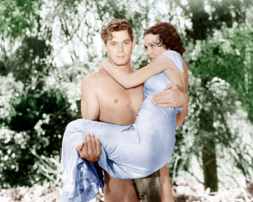 Tarzan And His Mate From Left: Johnny Weissmuller Maureen O'Sullivan 1934 Photo Print - Item # VAREVCM8DTAANEC018H
