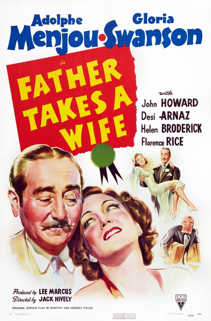 Father Takes A Wife Bottom Left From Left: Adolphe Menjou Gloria Swanson On One-Sheet Poster Art 1941. Movie Poster Masterprint - Item # VAREVCMCDFATAEC003H