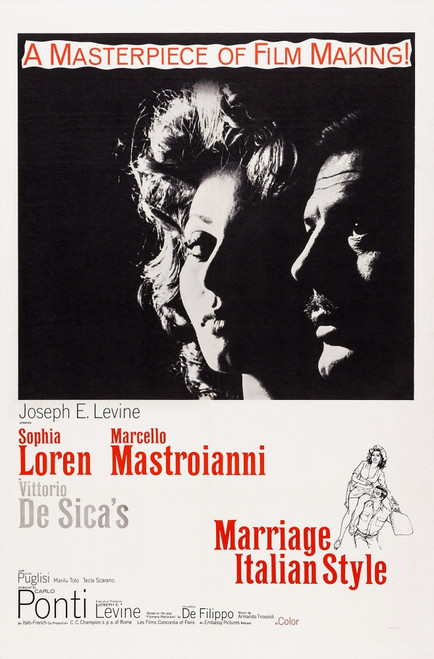 Marriage Italian Style Italian Poster Sophia Loren Marcello Mastroianni 1964 Movie Poster Masterprint - Item # VAREVCMCDMAITEC043H