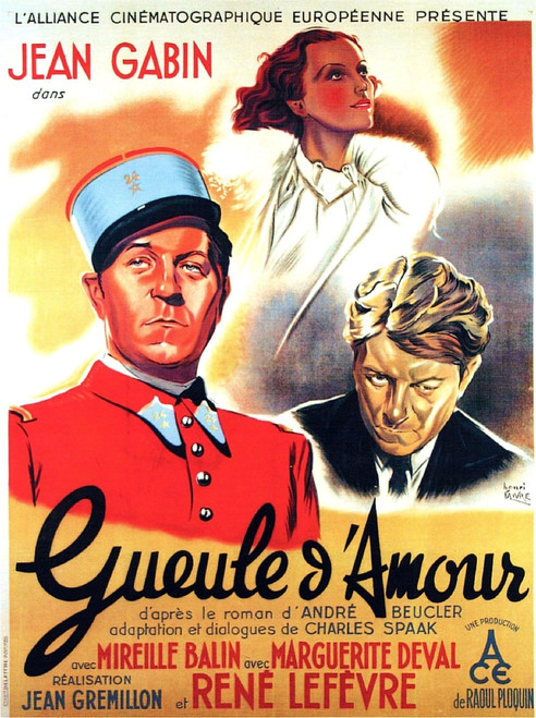 Gueule D'Amour French Poster Art From Left: Jean Gabin Mireille Balin Jean Gabin 1937 Movie Poster Masterprint - Item # VAREVCMCDGUDAEC003H