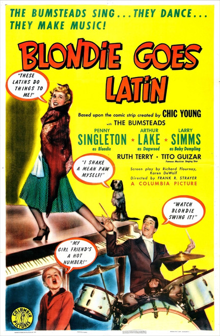 Blondie Goes Latin Us Poster Top Left: Penny Singleton Bottom Right: Arthur Lake Bottom Left: Larry Simms 1941 Movie Poster Masterprint - Item # VAREVCMCDBLGOEC059H