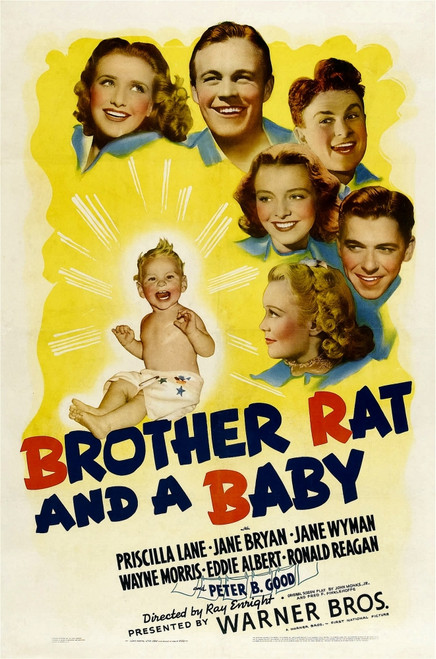 Brother Rat And A Baby Clockwise From Top Left: Priscilla Lane Wayne Morris Eddie Albert Jane Bryan Ronald Reagan Jane Wyman 1940 Movie Poster Masterprint - Item # VAREVCMCDBRRAEC002H
