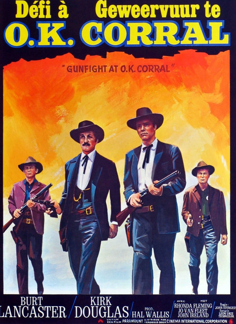 Gunfight At The O.K. Corral Center L-R: Kirk Douglas Burt Lancaster On Belgian Poster Art 1957 Movie Poster Masterprint - Item # VAREVCMCDGUATEC003H
