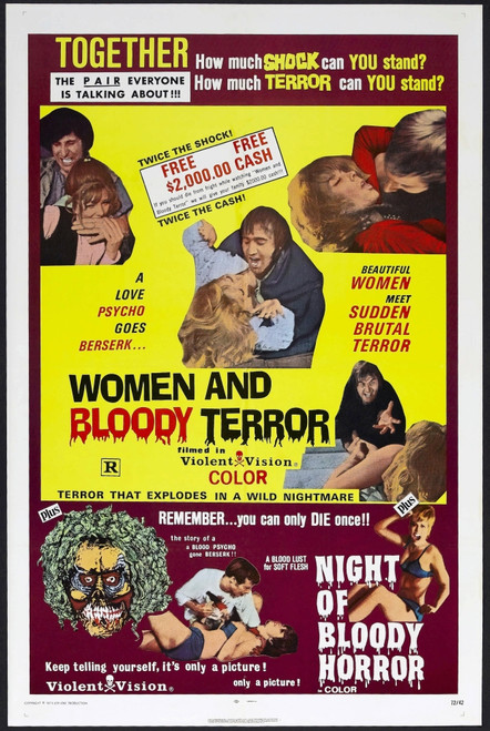 Women And Bloody Terror 1970 Night Of Bloody Horror 1969 Us Poster Movie Poster Masterprint - Item # VAREVCMCDWOANEC026H