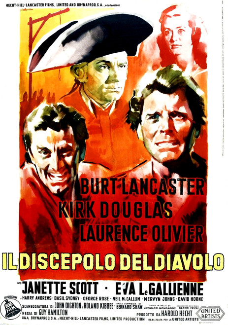 The Devil'S Disciple Italian Poster Clockwise From Bottom Left: Kirk Douglas Laurence Olivier Janette Scott Burt Lancaster 1959 Movie Poster Masterprint - Item # VAREVCMCDDEDIEC023H