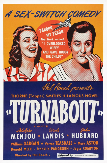 Turnabout Us Poster Art From Left: Carole Landis John Hubbard 1940 Movie Poster Masterprint - Item # VAREVCMCDTURNEC006H