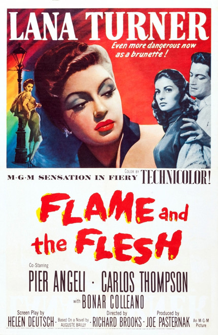 Flame And The Flesh Us Poster Art From Center: Lana Turner Pier Angeli Carlos Thompson 1954 Movie Poster Masterprint - Item # VAREVCMCDFLANEC051H
