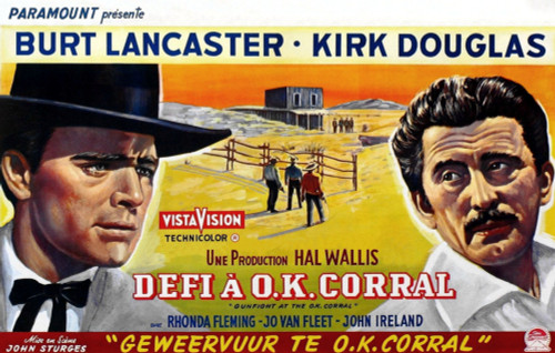 Gunfight At The O.K. Corral L-R: Burt Lancaster Kirk Douglas On Belgian Poster Art 1957 Movie Poster Masterprint - Item # VAREVCMCDGUATEC002H