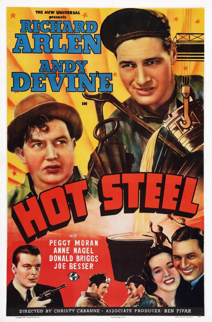 Hot Steel Top L-R: Andy Devine Richard Arlen Bottom L-R: Richard Arlen Peggy Moran Donald Briggs On Poster Art 1940. Movie Poster Masterprint - Item # VAREVCMCDHOSTEC150H