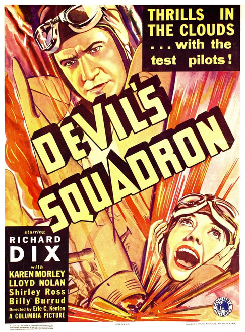 Devil'S Squadron Top: Richard Dix Bottom: Karen Morley On Window Card 1936 Movie Poster Masterprint - Item # VAREVCMCDDESQEC001H