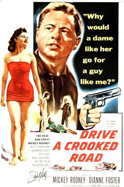 Drive A Crooked Road L-R: Diane Foster Mickey Rooney On Poster Art 1954 Movie Poster Masterprint - Item # VAREVCMCDDRAAEC001H