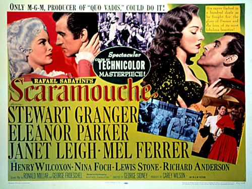 Scaramouche Janet Leigh Stewart Granger Mel Ferrer Eleanor Parker 1952 Movie Poster Masterprint - Item # VAREVCMSDSCAREC032H
