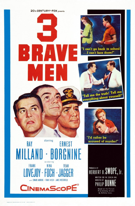 Three Brave Men Us Poster Art From Left: Ray Milland Ernest Borgnine Frank Lovejoy 1956. Tm & Copyright ??20Th Century Fox Film Corp. All Rights Reserved / Courtesy: Everett Collection Movie Poster Masterprint - Item # VAREVCMCDTHBRFE001H