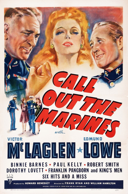 Call Out The Marines From Left: Victor Mclaglen Binnie Barnes Edmund Lowe On Window Card 1942. Movie Poster Masterprint - Item # VAREVCMCDCAOUEC001H