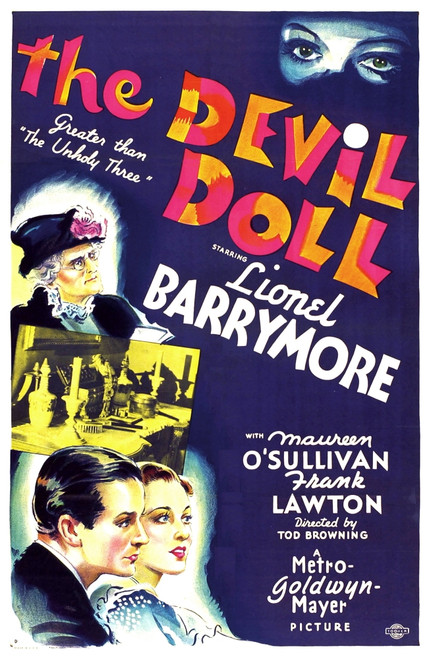 The Devil Doll Left From Top: Lionel Barrymore Bottom From Left: Frank Lawton Maureen O'Sullivan 1936 Movie Poster Masterprint - Item # VAREVCMCDDEDOEC015H