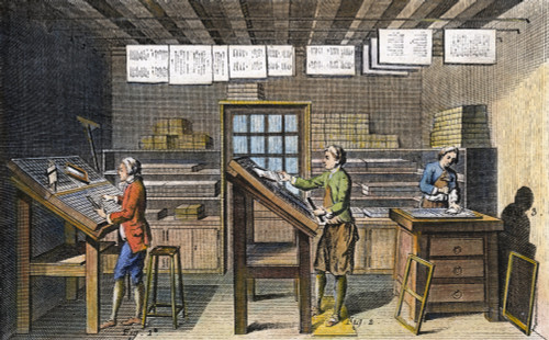 Print Shop, Paris, 1751. /Nthe Composing Room Of A Print Shop