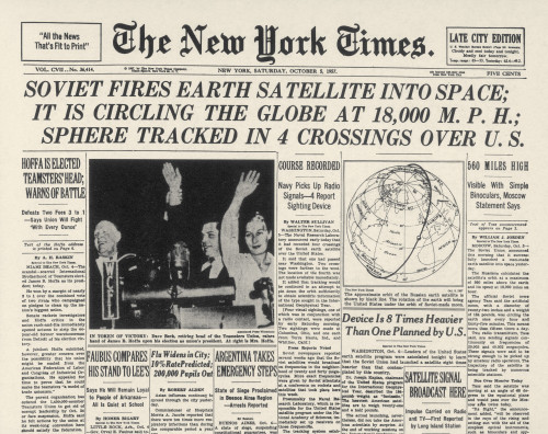 Sputnik I, 1957. /N'The New York Times' Front Page Headline