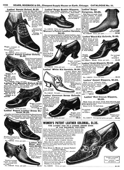 Advertising Catalogue 1902. /Na Page From A Sears, Roebuck, & Co Catalogue  Showing Women'S Footwear Fashions. Poster Print by Granger Collection - ...