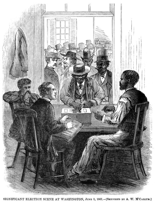 Reconstruction, 1867. /Nblack Freedmen Voting At Washington, D.C., 5 ...