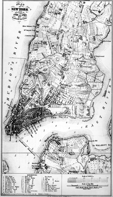 New York: Map, 1767. /Nbernard Ratzer'S Map Of New York, 1767, Showing ...