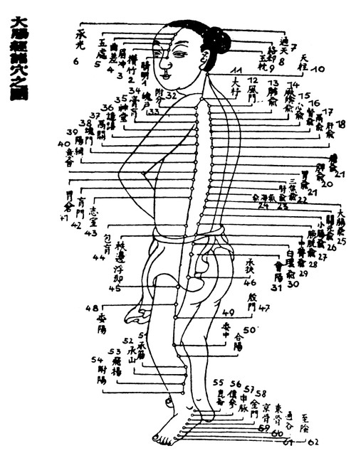 Chinese Acupuncture. /Nchinese Acupuncture Chart Showing The Urinary ...