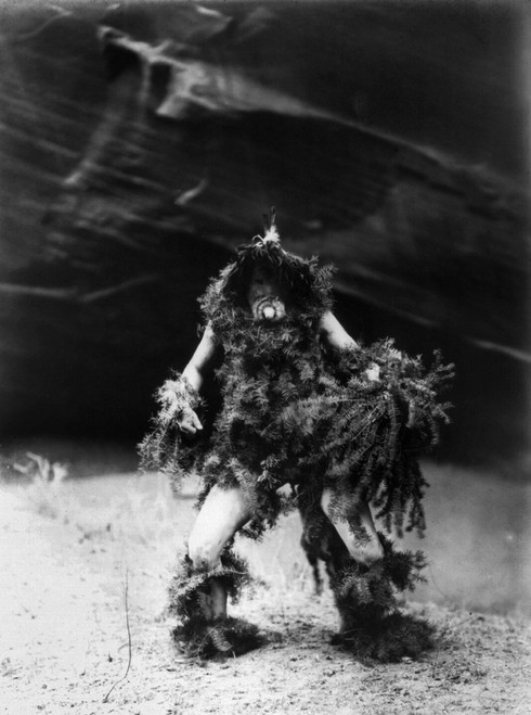 Navajo Ritual, C1905./Nnavajo Man Dressed In Hemlock Boughs And Mask  Associated With The Rain God Tonenili, The 'Water Sprinkler.' Photographed  By