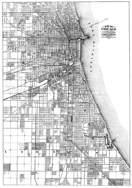 Map: Chicago, 1874. /Nmap Of Chicago, Illinois, And Its Suburbs