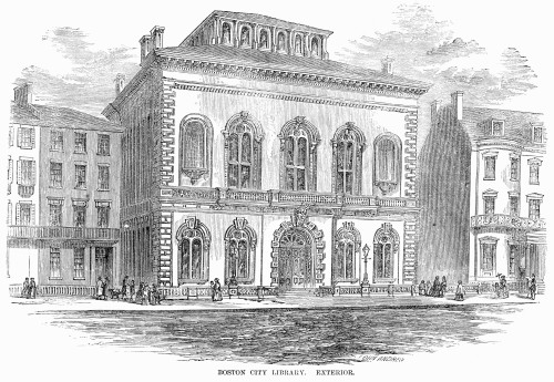 Boston City Library. /Nwood Engraving, American, 19Th Century. Poster ...