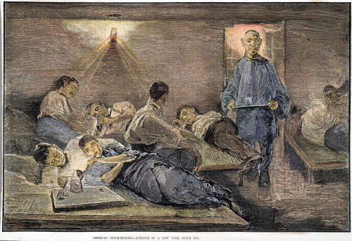 Nyc Opium Den, 1881. /Nwood Engraving From An American Newspaper