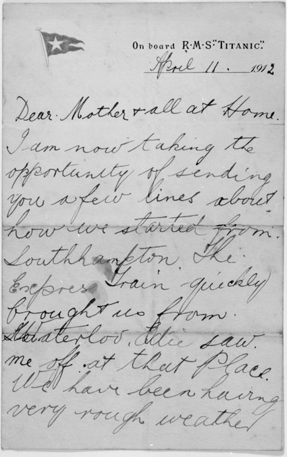 Letter From The Titanic Poster Print By Mary Evans Picture Library ...