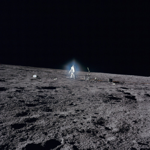 Apollo 12 Astronaut Alan Bean Deploys Scientific Experiments