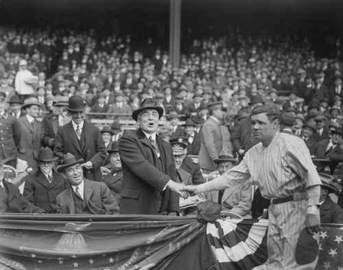 President Warren Harding Shakes Hands With Babe Ruth At Yankee Stadium ...